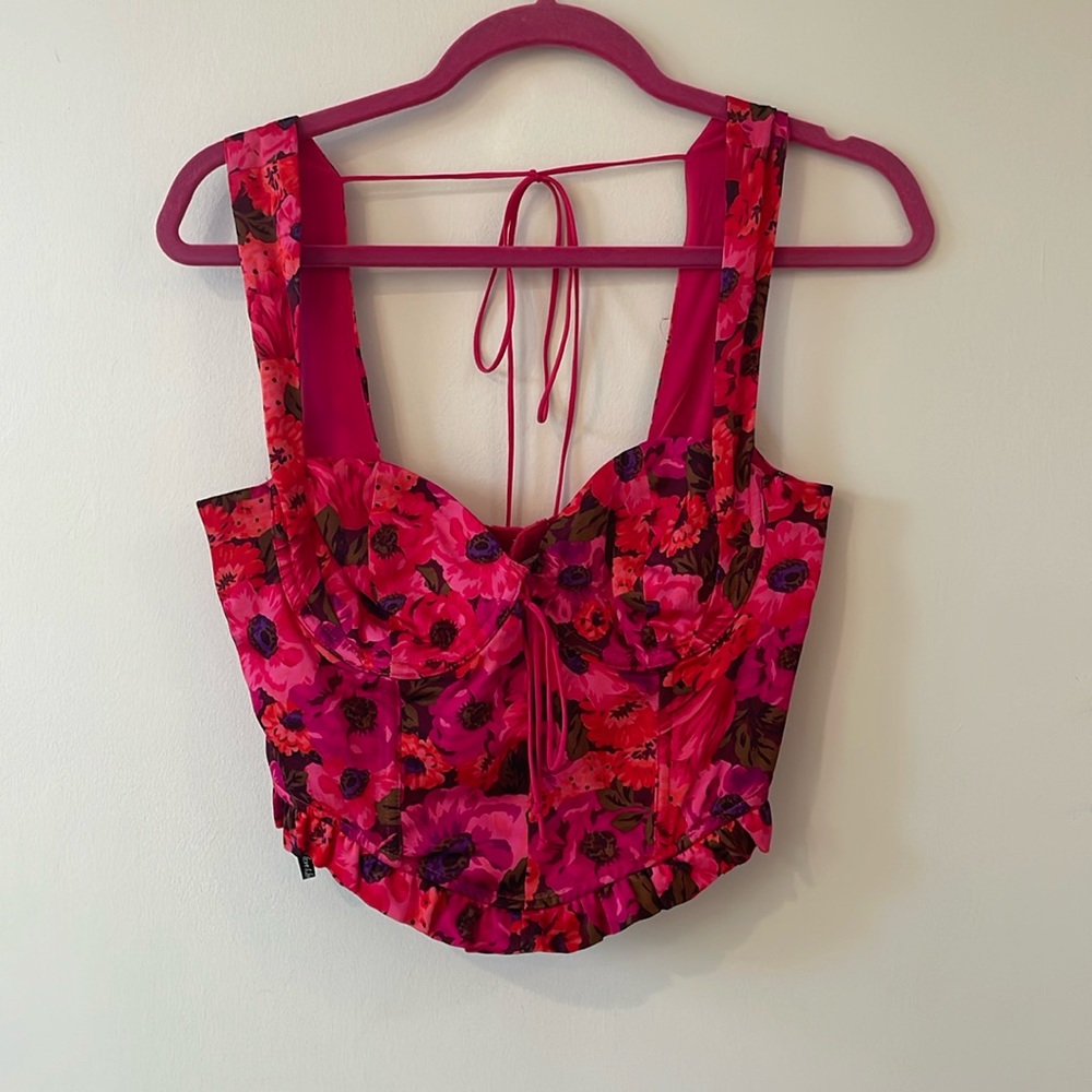 For Love and Lemons Pink Floral Tank Top Size: M
